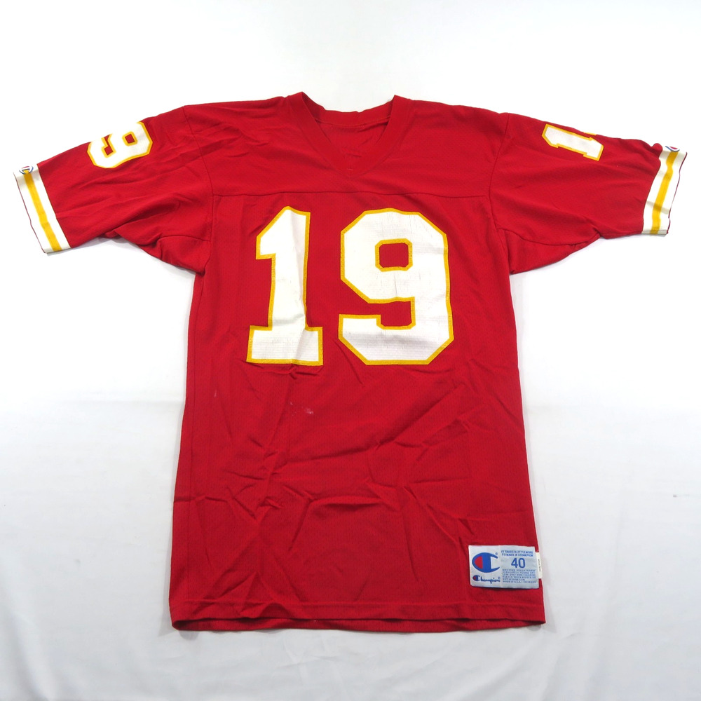 Joe Montana Jersey Champion Kansas City Chiefs #19 Red Made in USA Sz 40 M